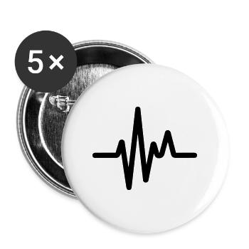 Puls, Herzschlag - Buttons groß 56 mm (5er Pack) - Weiß - Vorne