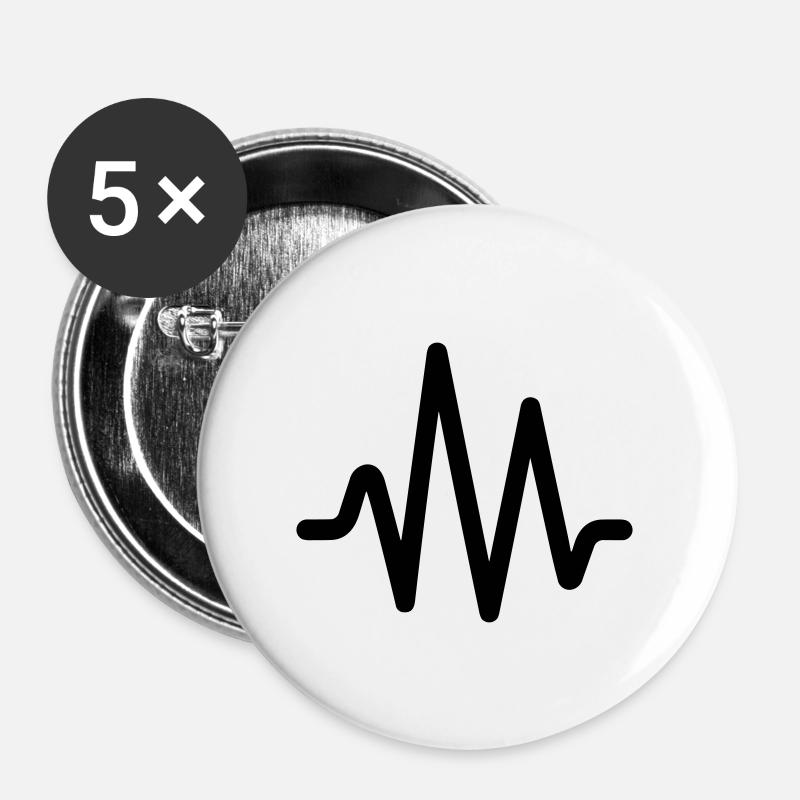 Heartbeat, pulse - Buttons large 2.2''/56 mm (5-pack) - white