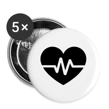 battement de coeur - Lot de 5 grands badges (56 mm) - blanc - Devant