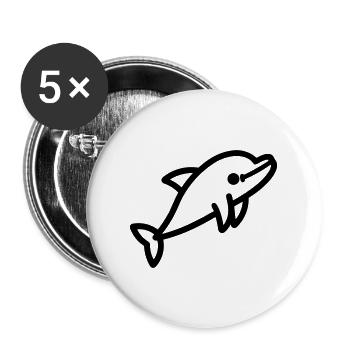 Delfin - Buttons groß 56 mm (5er Pack) - Weiß - Vorne