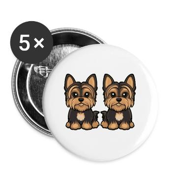 Yorkshire Terrier Chien Bande dessinée - Lot de 5 grands badges (56 mm) - blanc - Devant