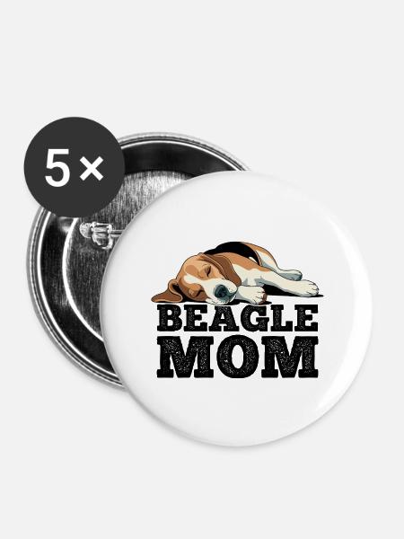 Beagle Mama - Buttons groß 56 mm (5er Pack) - Weiß