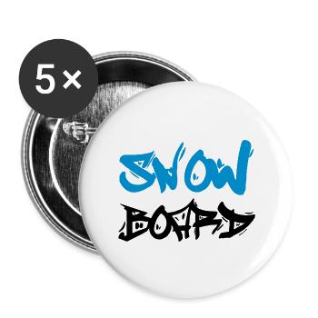 Snowboard - Buttons groß 56 mm (5er Pack) - Weiß - Vorne