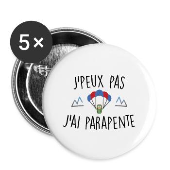 J'peux pas j'ai parapente - Lot de 5 grands badges (56 mm) - blanc - Devant
