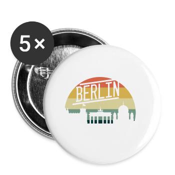 Vintage 80s Retro Berlin Germany - Buttons groß 56 mm (5er Pack) - Weiß - Vorne