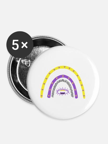 LGBTQ Nonbinary Regenbogen Nonbinary Pride - Buttons groß 56 mm (5er Pack) - Weiß