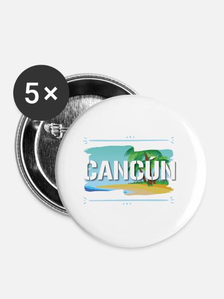 Cancun - Buttons groß 56 mm (5er Pack) - Weiß