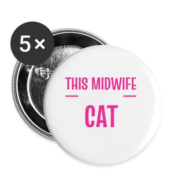 Loves her cat cat mom gift - Buttons large 2.2''/56 mm (5-pack) - white - Front