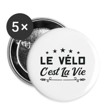 Le vélo c'est la vie - Lot de 5 grands badges (56 mm) - blanc - Devant