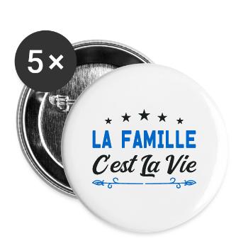 La famille c est la vie - Lot de 5 grands badges (56 mm) - blanc - Devant