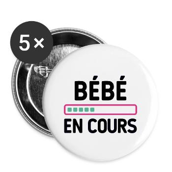 Bébé en cours - Lot de 5 grands badges (56 mm) - blanc - Devant