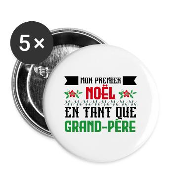 Premier noël en tant que grand-père - Lot de 5 grands badges (56 mm) - blanc - Devant
