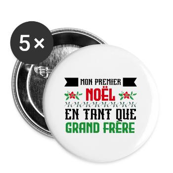 Le premier Noël en tant que grand frère - Lot de 5 grands badges (56 mm) - blanc - Devant