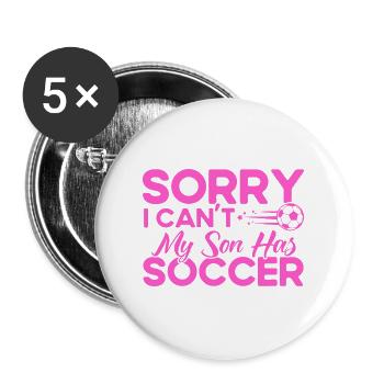 Sportfan Fußball Mama Sohn Geschenk - Buttons groß 56 mm (5er Pack) - Weiß - Vorne