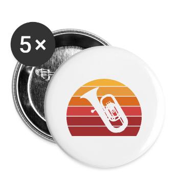 Tuba Vintage Sunset Brass Band Brass Instrument - Buttons large 2.2''/56 mm (5-pack) - white - Front