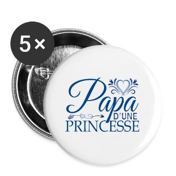 Papa fête des pères cadeau pour mon père fille - Lot de 5 grands badges (56 mm) - blanc - Devant