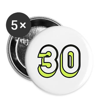 30 YEARS. 30TH ANNIVERSARY. BIRTHDAY 30 YEARS. 30 - Buttons large 2.2''/56 mm (5-pack) - white - Front
