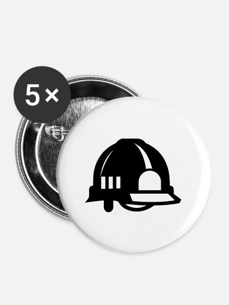 Feuerwehrhelm - Buttons groß 56 mm (5er Pack) - Weiß