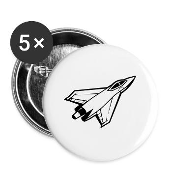 Kampfjet - Buttons groß 56 mm (5er Pack) - Weiß - Vorne
