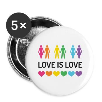 Mois de la fierté LGBT - Love is Love - Lot de 5 grands badges (56 mm) - blanc - Devant