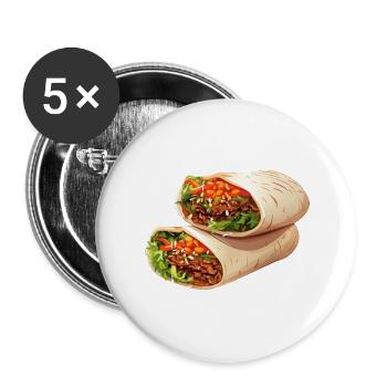 Döner Wrap Dürüm Culinary Street Food Design - Buttons large 2.2''/56 mm (5-pack) - white - Front