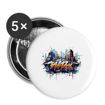 Street Art Revolution Cool Hood Graffiti Design - Buttons large 2.2''/56 mm (5-pack) - white - Front