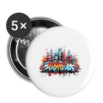 Urban Graffiti Abstract Street Art Clothing - Buttons large 2.2''/56 mm (5-pack) - white - Front