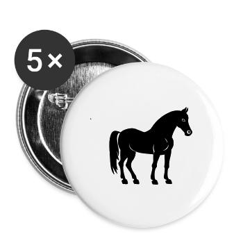 Pferd - Buttons groß 56 mm (5er Pack) - Weiß - Vorne