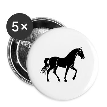 Cheval - Lot de 5 grands badges (56 mm) - blanc - Devant