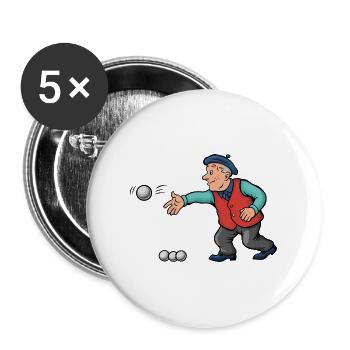 Franzose spielt Petanque für einen Petanque - Buttons groß 56 mm (5er Pack) - Weiß - Vorne