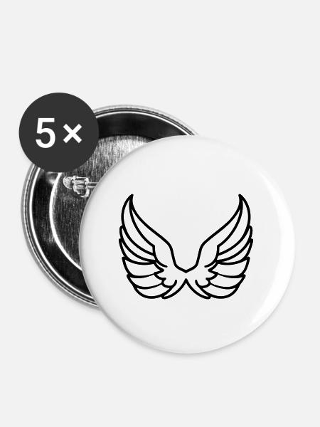 Engelsflügel - Buttons groß 56 mm (5er Pack) - Weiß