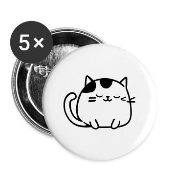 Katze - Buttons groß 56 mm (5er Pack) - Weiß - Vorne
