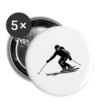 Ski Fahren Skiing Mann Symbol - Buttons groß 56 mm (5er Pack) - Weiß - Vorne