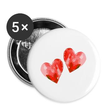 Herzen Verliebt Hochzeit Valentinstag - Buttons groß 56 mm (5er Pack) - Weiß - Vorne