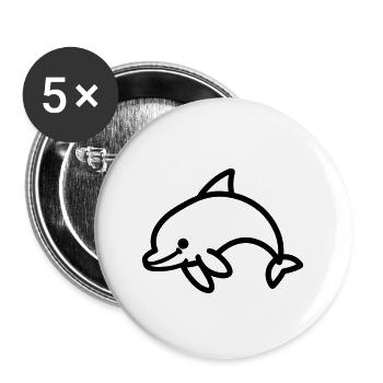 Delfin - Buttons groß 56 mm (5er Pack) - Weiß - Vorne