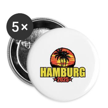 Hambourg 2025 Vacances Palmiers Coloré - Lot de 5 grands badges (56 mm) - blanc - Devant