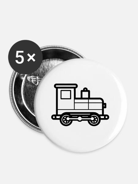 Lokomotive - Buttons groß 56 mm (5er Pack) - Weiß