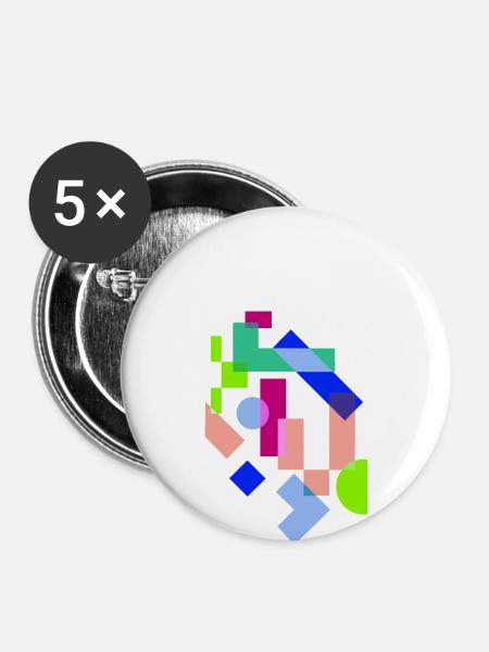 Kunst - Buttons groß 56 mm (5er Pack) - Weiß