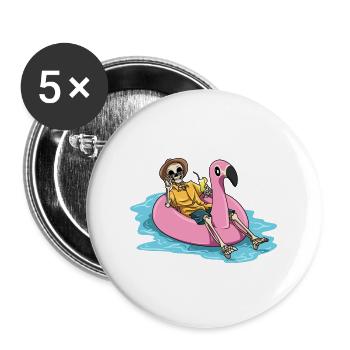 Strand Pool Flamingo Cocktail Baden - Buttons groß 56 mm (5er Pack) - Weiß - Vorne
