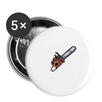 Kettensäge Baumpfleger Holzfäller Geschenk - Buttons groß 56 mm (5er Pack) - Weiß - Vorne