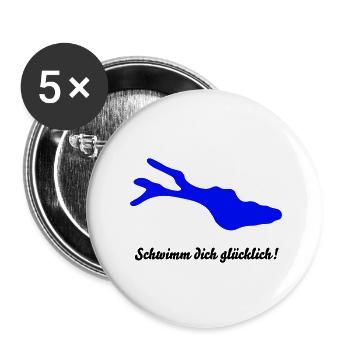 Schwimm dich glücklich schwarz 18 11 2013 - Buttons groß 56 mm (5er Pack) - Weiß - Vorne