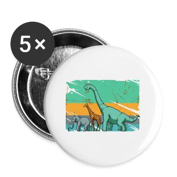 Brachiosaurus Dinosaurier Giraffe Elefant Mensch - Buttons groß 56 mm (5er Pack) - Weiß - Vorne