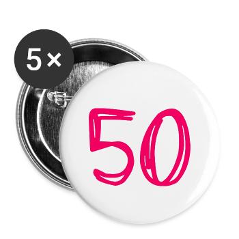 50 YEARS. 50th ANNIVERSARY. BIRTHDAY 50 YEARS. 50 - Buttons large 2.2''/56 mm (5-pack) - white - Front