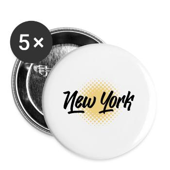 New York - Lot de 5 grands badges (56 mm) - blanc - Devant