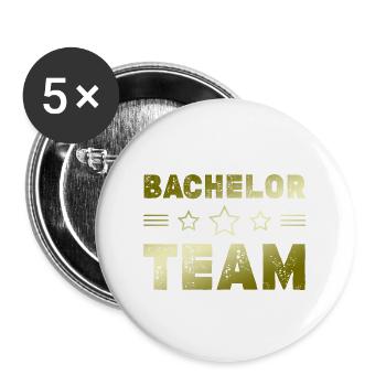 Bachelor Team - Buttons groß 56 mm (5er Pack) - Weiß - Vorne