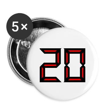 20,20 JAHRE,20-JÄHRIGES JUBILÄUM,20-JÄHRIGES JUBILÄUM - Buttons groß 56 mm (5er Pack) - Weiß - Vorne