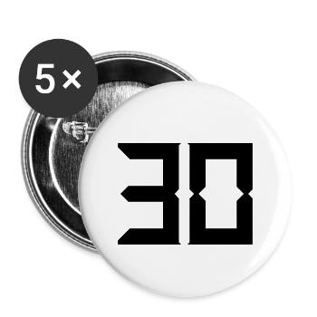 30 ANS. 30. 30e ANNIVERSAIRE. ANNIVERSAIRE 30 ANS - Lot de 5 grands badges (56 mm) - blanc - Devant