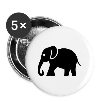 Elefant - Buttons groß 56 mm (5er Pack) - Weiß - Vorne