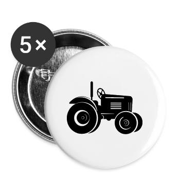 Tracteur - Lot de 5 grands badges (56 mm) - blanc - Devant