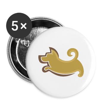 Hund - Buttons groß 56 mm (5er Pack) - Weiß - Vorne